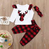White Red Deer Plaid Themed Baby Outfit