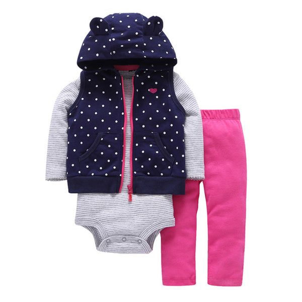 Navy Polka Dot Vest Baby Outfit